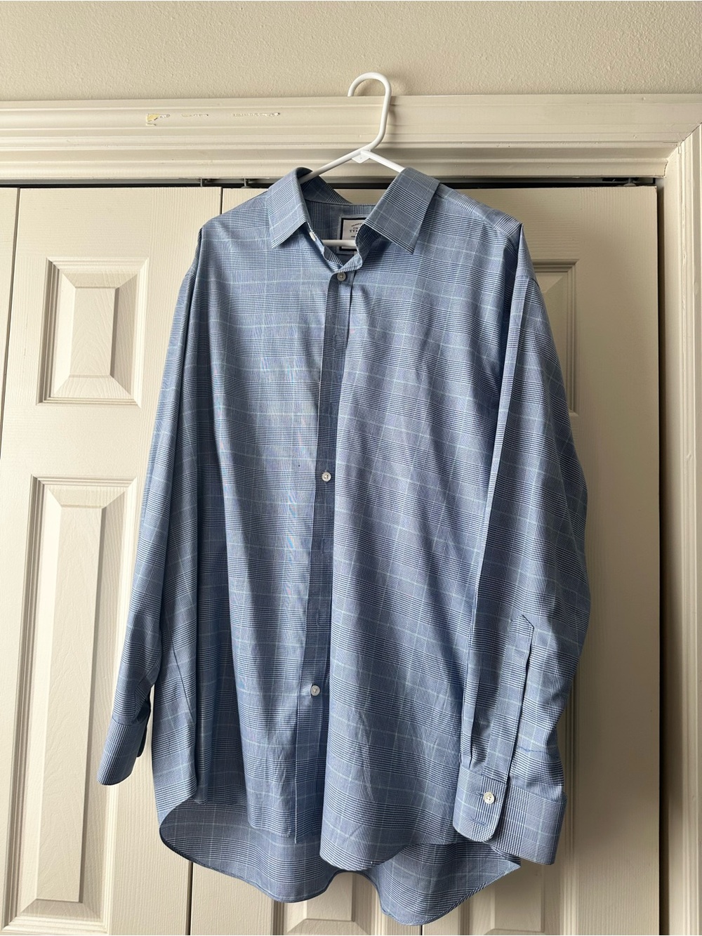 Men's Light Blue Windowpane Dress Shirt - Classic Button-Down